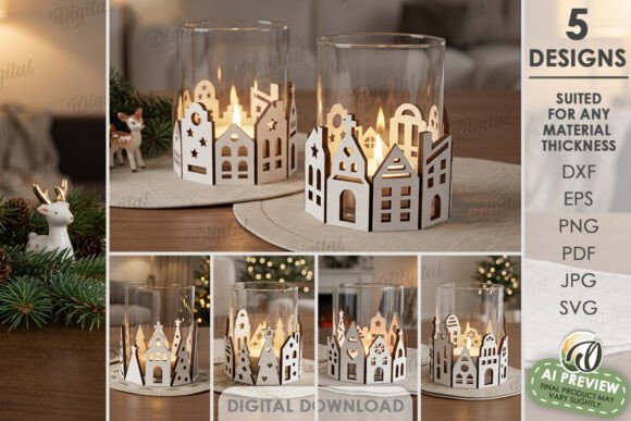 Christmas Jar Decor Bundle Laser Cut laser cut file