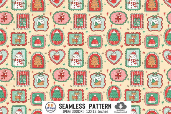 Christmas Pattern Frame Stamp Patchwork