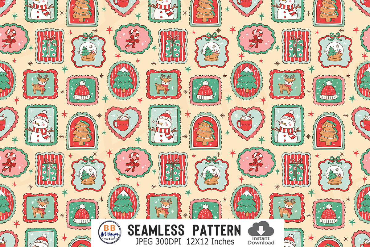Christmas Pattern Frame Stamp Patchwork