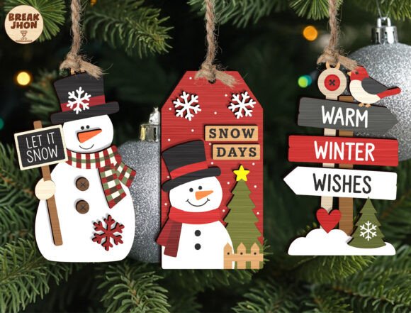Christmas Snowman Sign SVG Bundle