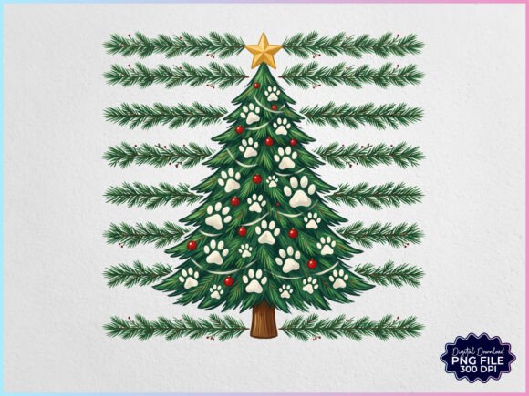 Christmas Tree Paw Pet Lover PNG