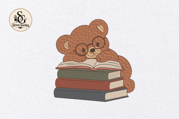 Cozy Bear Reading Books Design