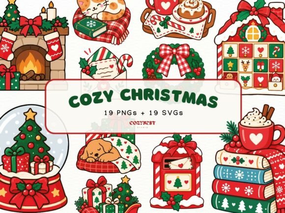 Cozy Christmas Cliparts, Cute Winter PNG