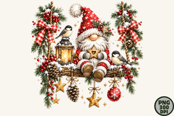 Cozy Gnome Christmas Holiday PNG Clipart