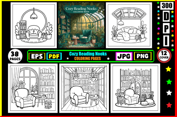 Cozy Reading Nooks Coloring Pages
