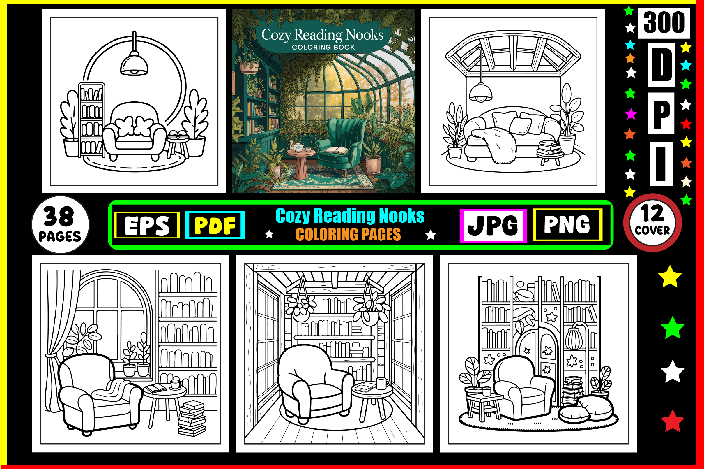 Cozy Reading Nooks Coloring Pages