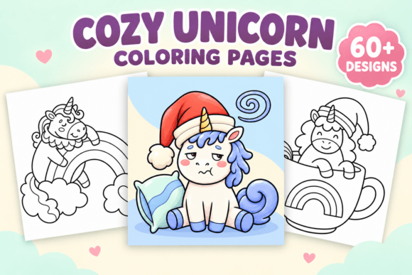 Cozy Unicorn Coloring Pages
