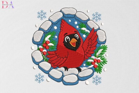 Cute Cardinal Snow Wreath