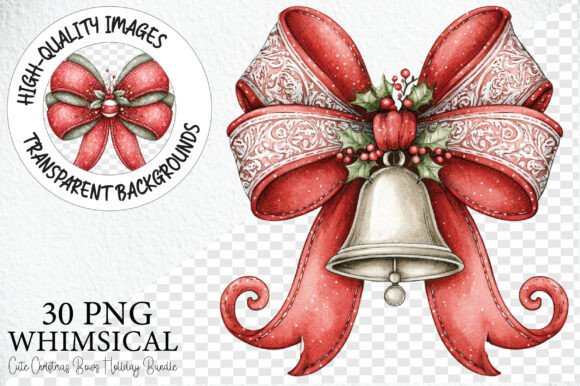 Cute Christmas Bows Holiday Bundle PNG
