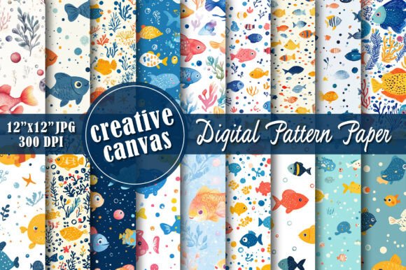 Cute Fish Seamless Pattern Bundle