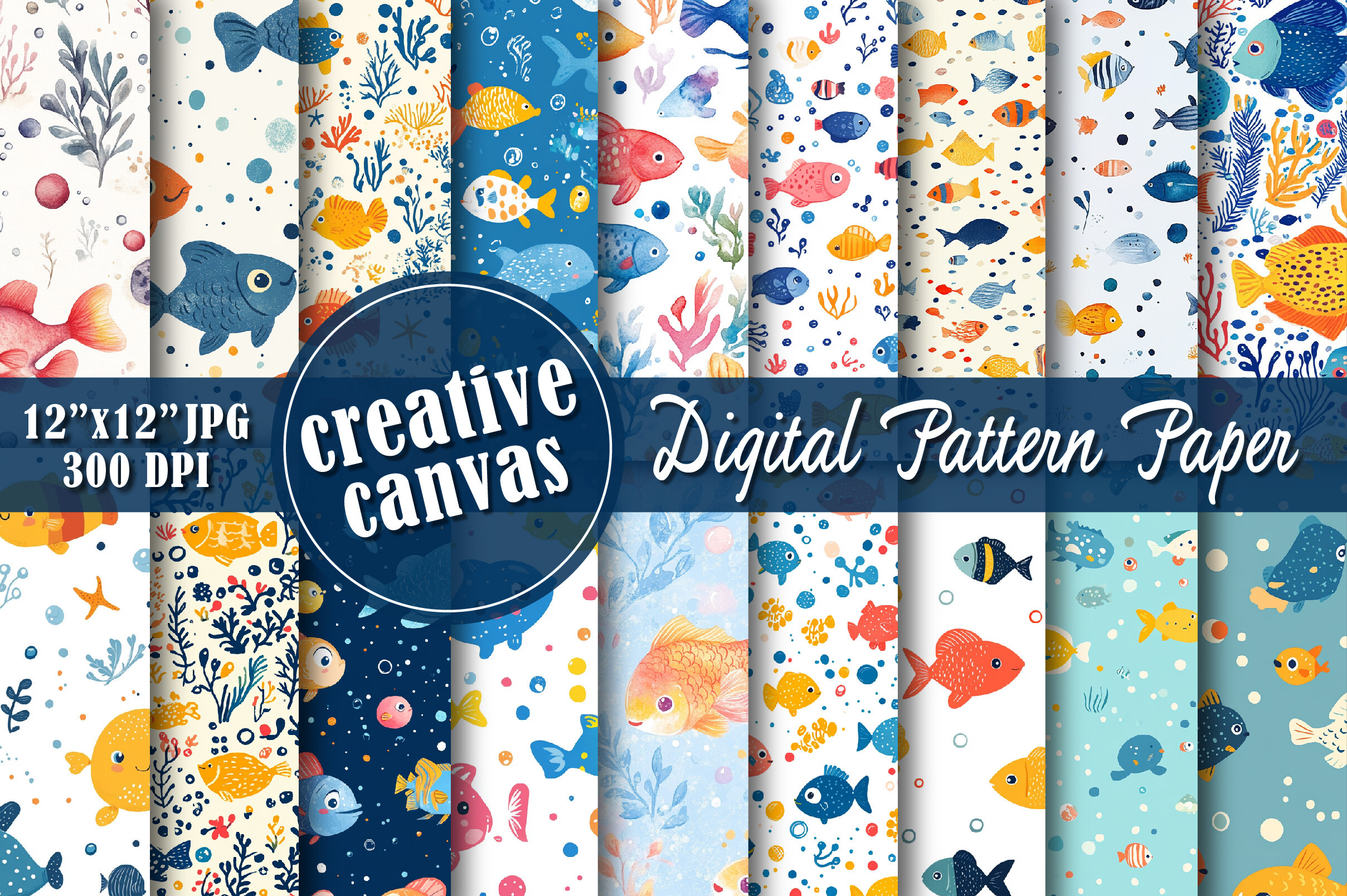 Cute Fish Seamless Pattern Bundle