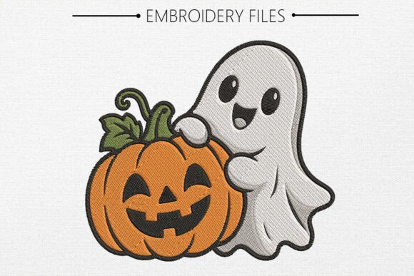 Cute Ghost Pumpkin Embroidery