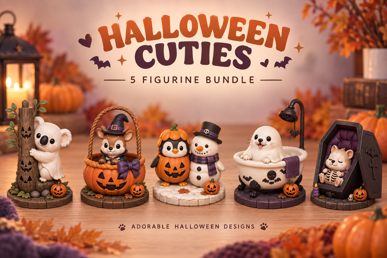 Cute Halloween Cat Trio  Spooky 3D Printable STL Files for Halloween Decor - Image 3