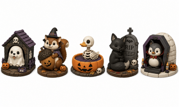 Cute Halloween Cat Trio STL – 3D Printable Spooky Cat Decor Set - Image 2