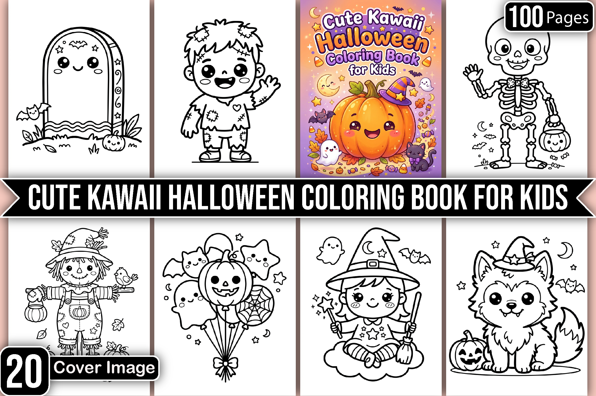 Cute Kawaii Halloween Coloring Pages