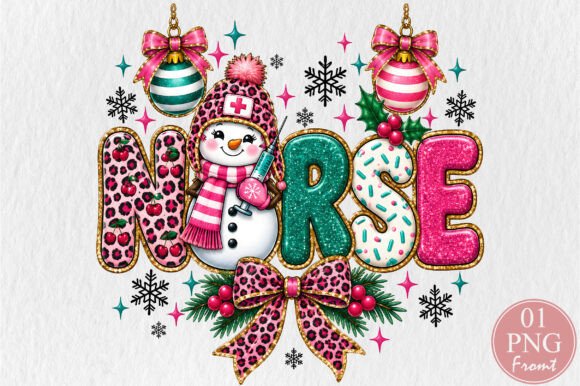 Cute Snowman Nurse Christmas PNG