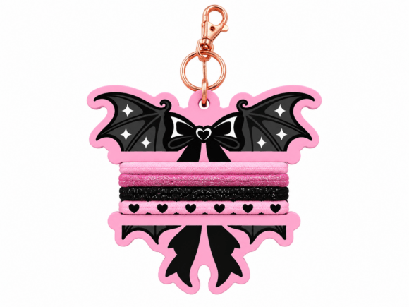 Cute Spooky Bat Hair Tie Holder Keychain - 3D Print File (3MF, Pre-Coloured) - Image 2