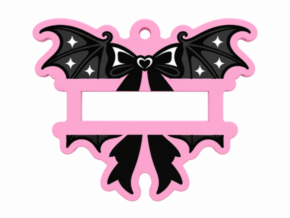 Cute Spooky Bat Hair Tie Holder Keychain - 3D Print File (3MF, Pre-Coloured) - Image 3