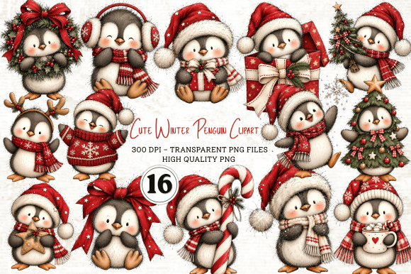 Cute Winter Penguin Clipart
