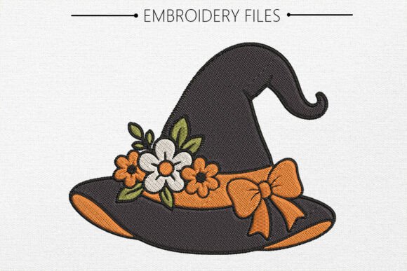 Cute Witch Hat Embroidery Design
