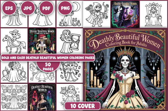 Deathly Beautiful Women Coloring Pages