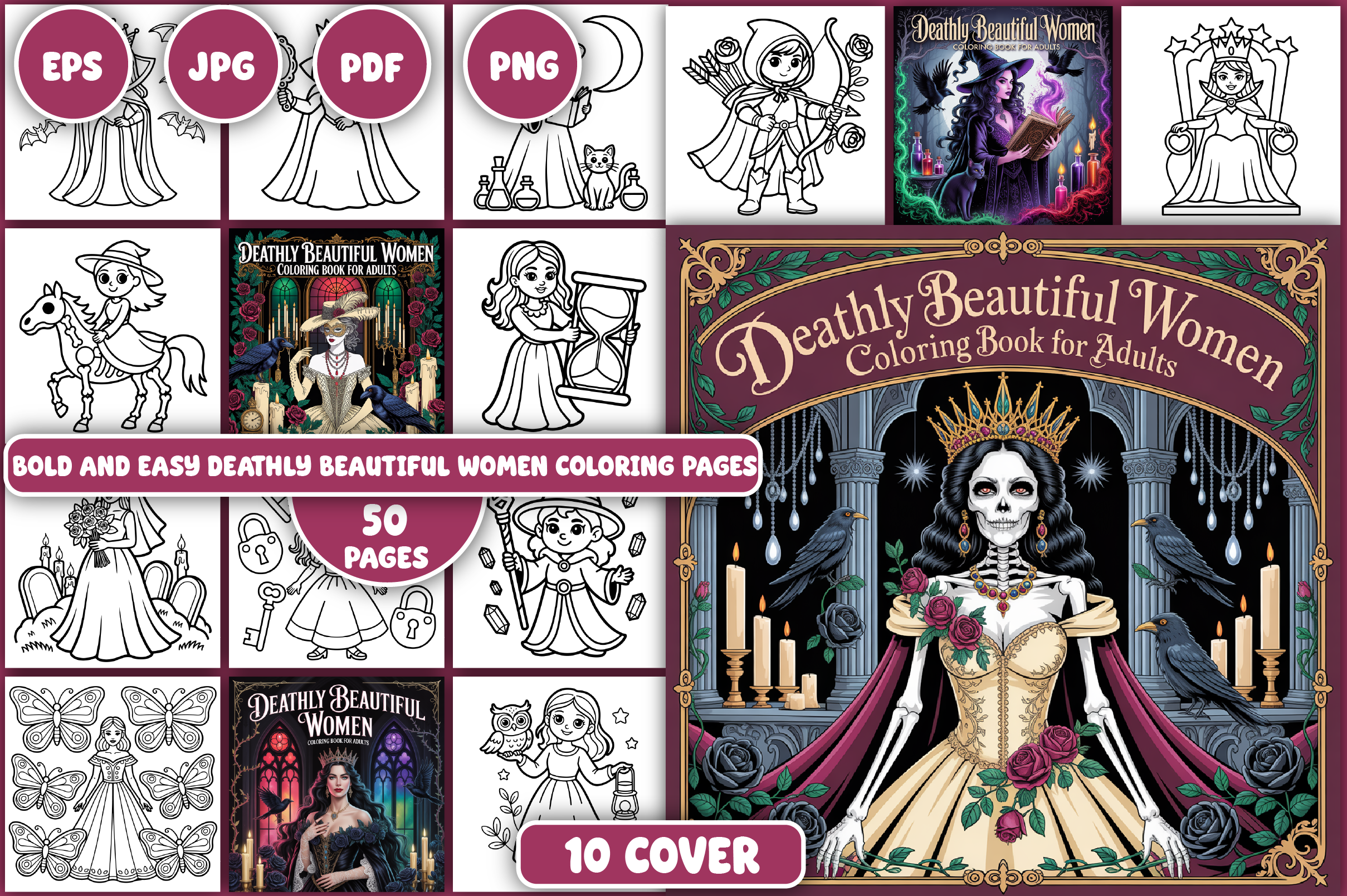 Deathly Beautiful Women Coloring Pages