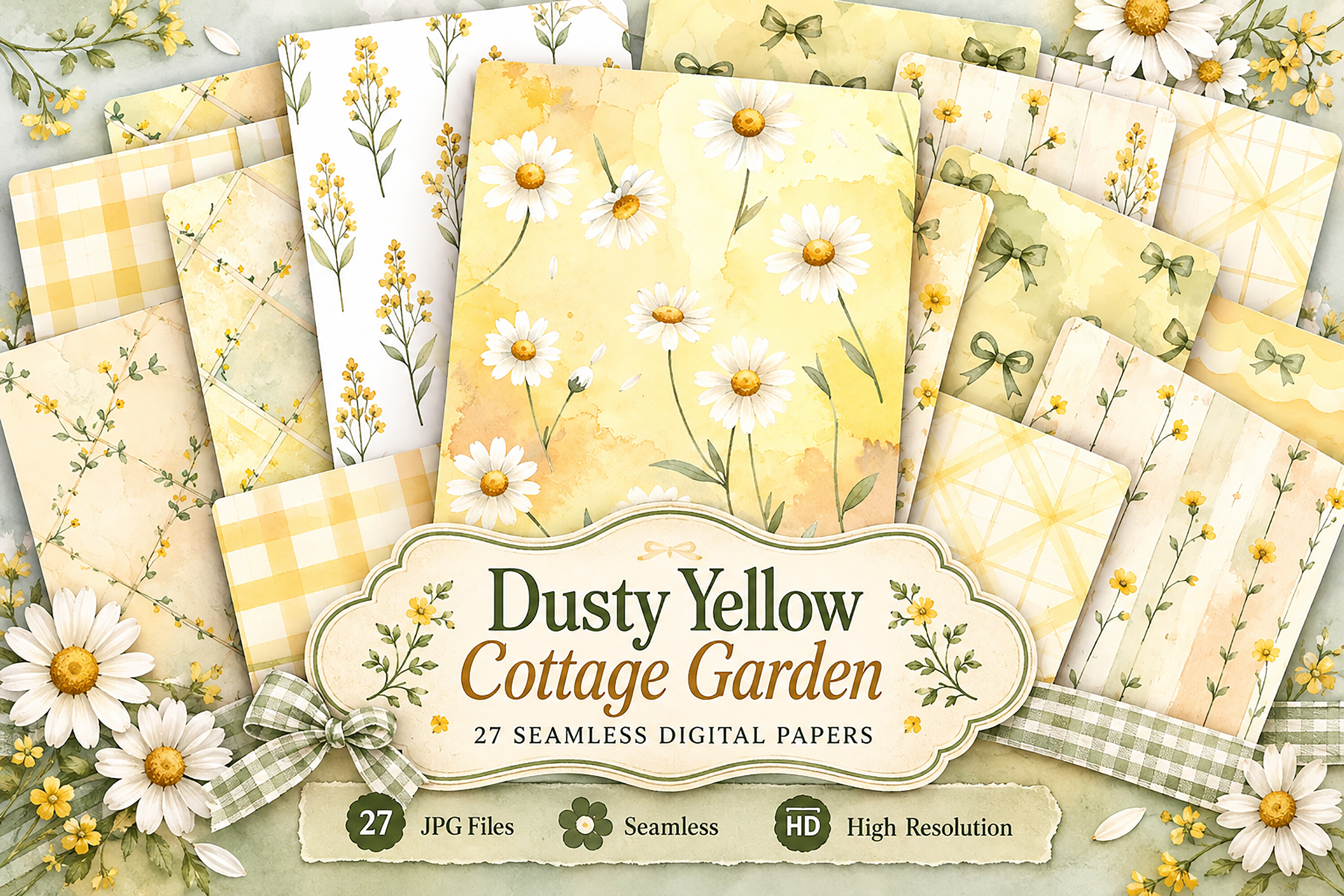 Dusty Yellow Cottage Garden Digital