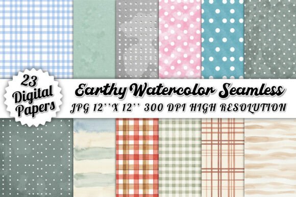 Earthy Watercolor Seamless Pattern Bundl