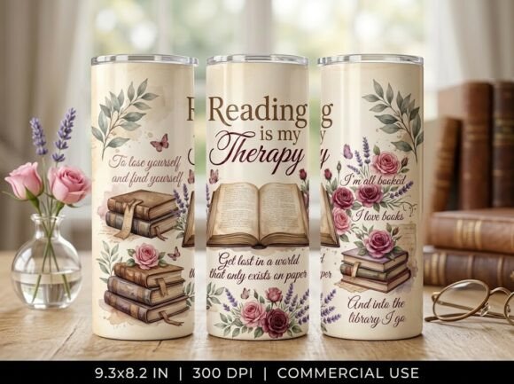 Elegant Reading Therapy Tumbler Design