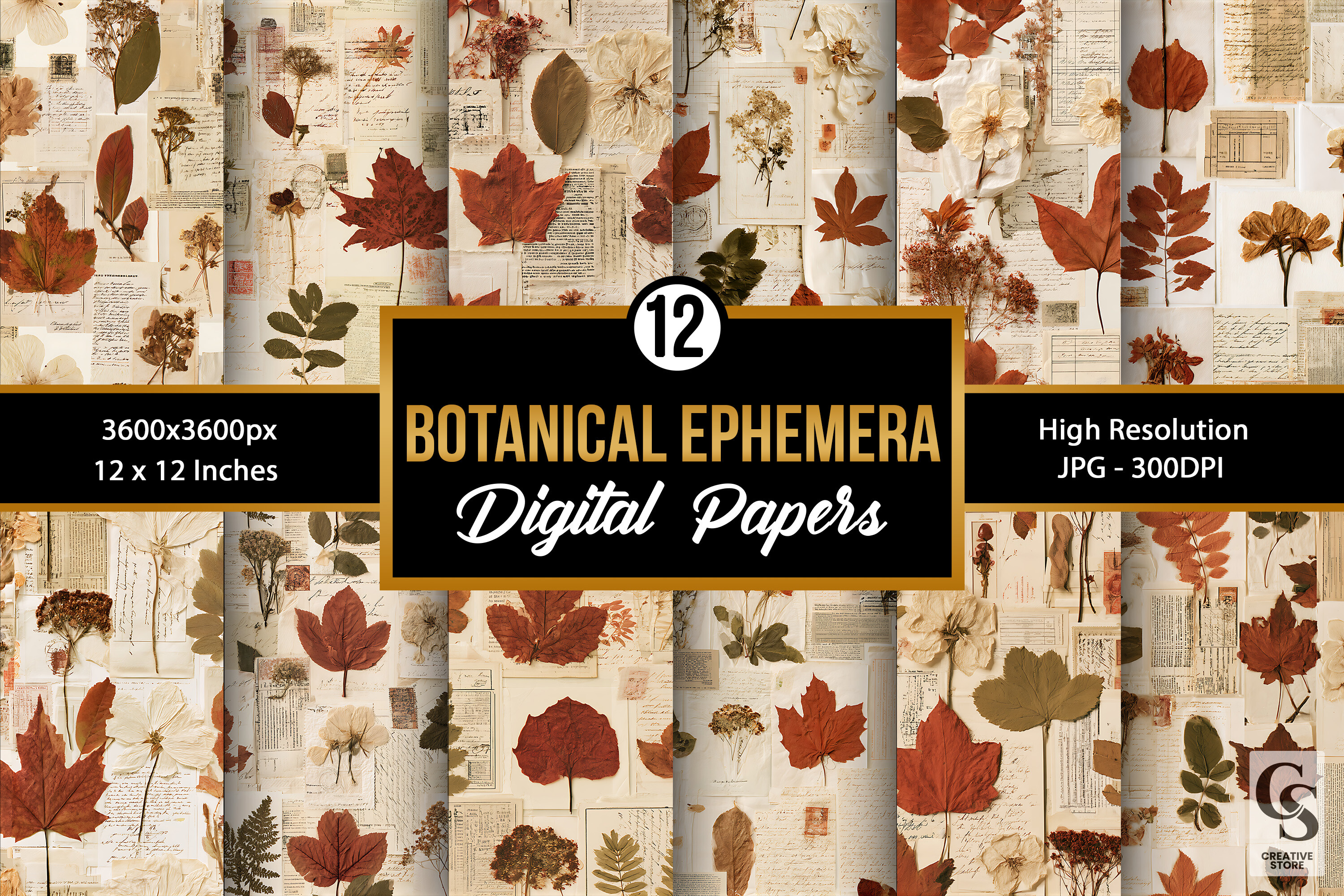 Fall Botanical Ephemera Seamless Pattern Graphic by Creative Store ...