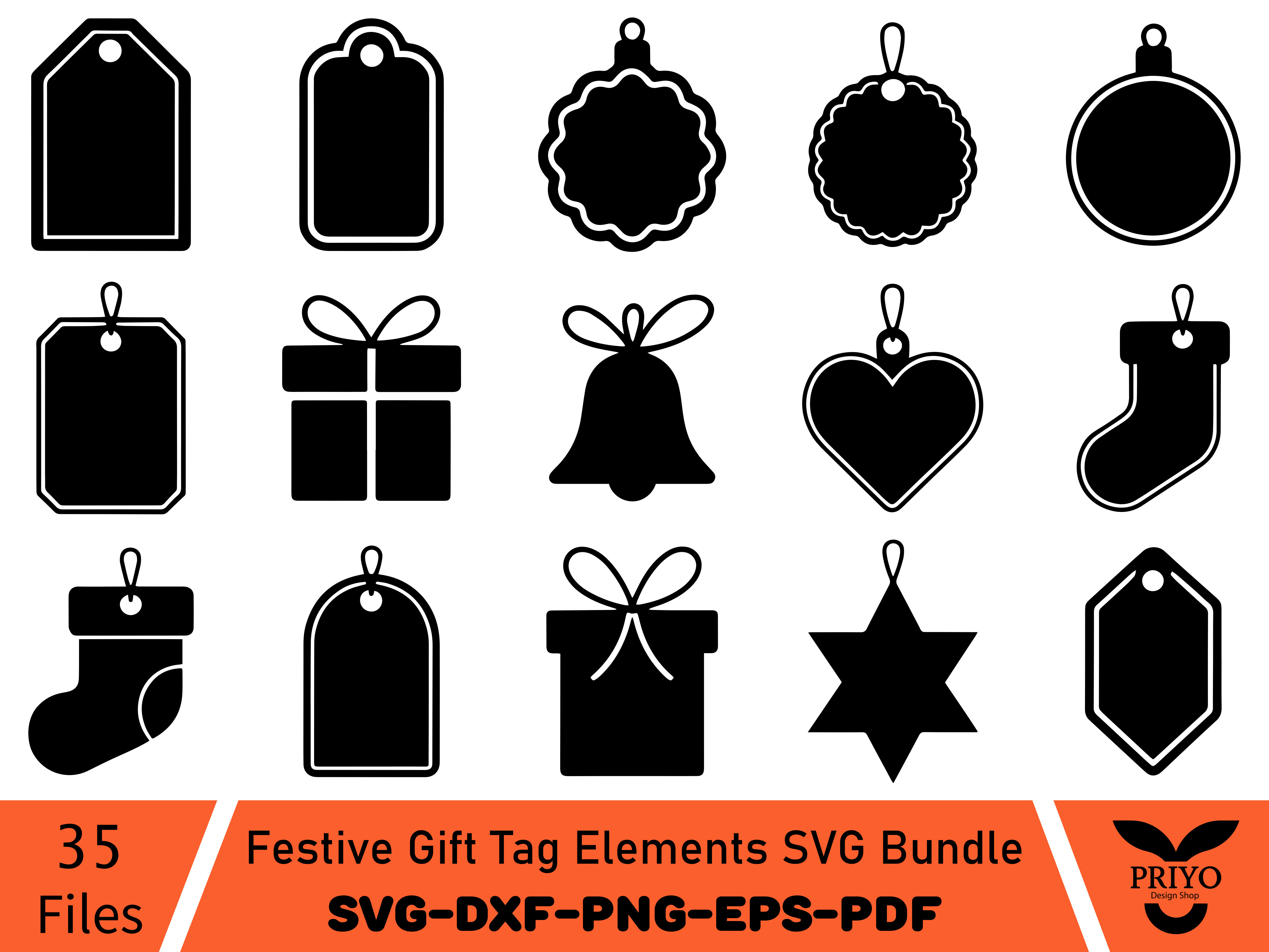 Festive Gift Tag Elements SVG Bundle