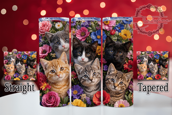 Floral Kitten Garden 20oz Tumbler
