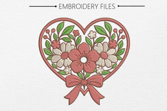 Flower with Love Embroidery Design