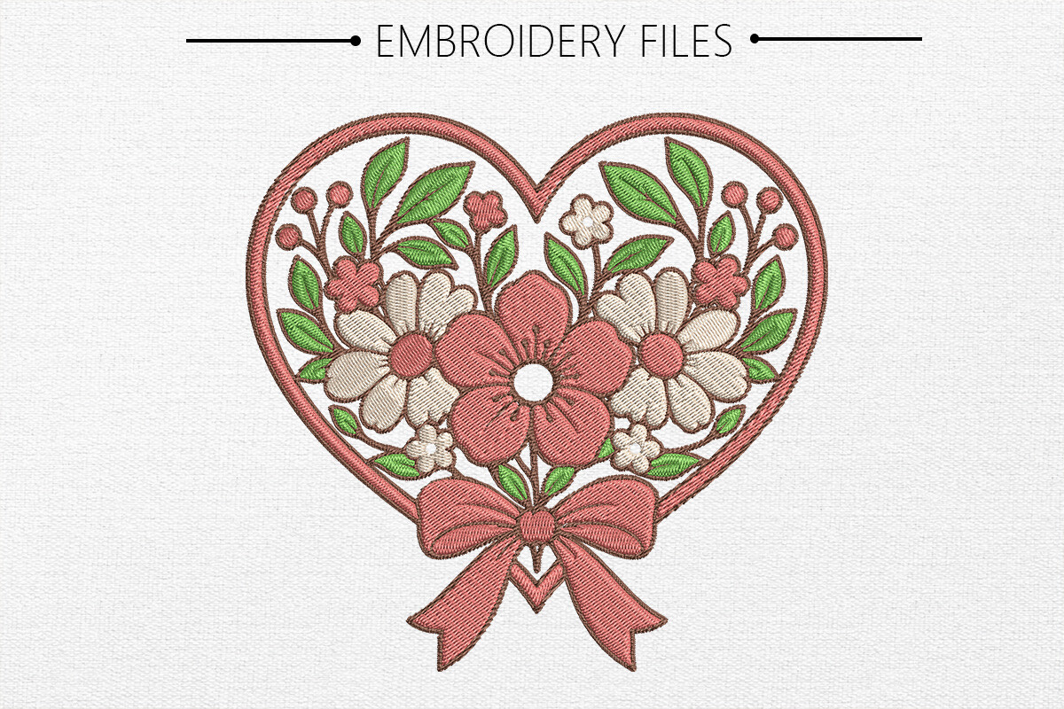Flower with Love Embroidery Design