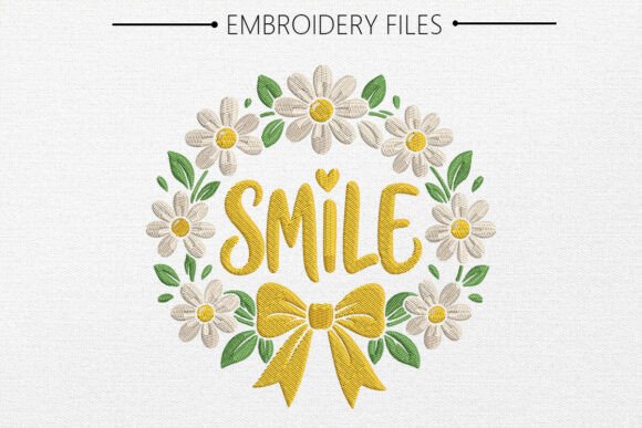 Flower with Smile Embroidery Design