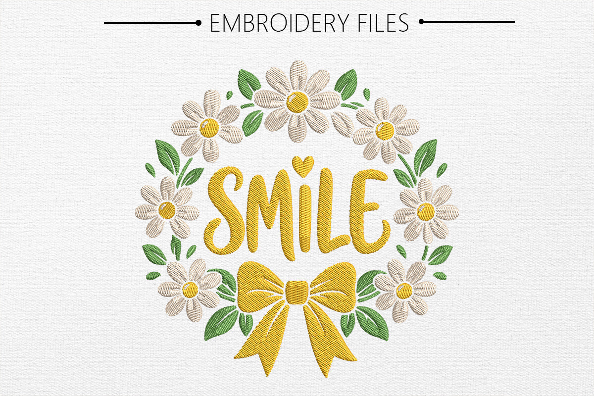 Flower with Smile Embroidery Design