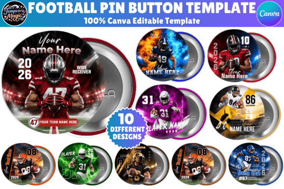 Football Pin Button Canva Template