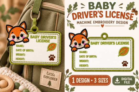 Fox Baby Driver License Embroidery