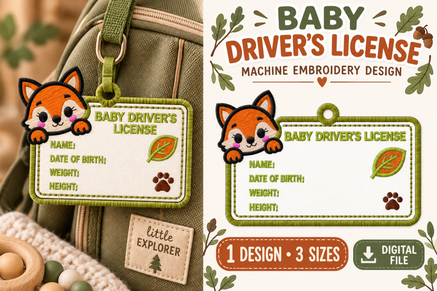 Fox Baby Driver License Embroidery