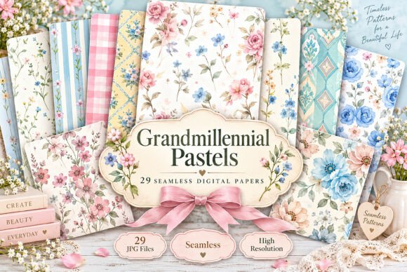 Grandmillennial Pastels Digital Seamless
