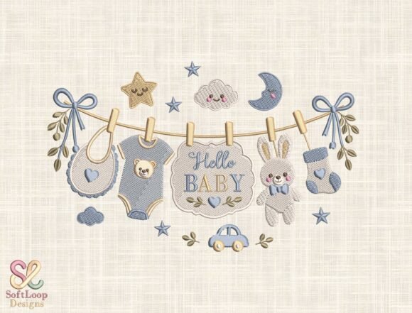 HELLO BABY Embroidery Design