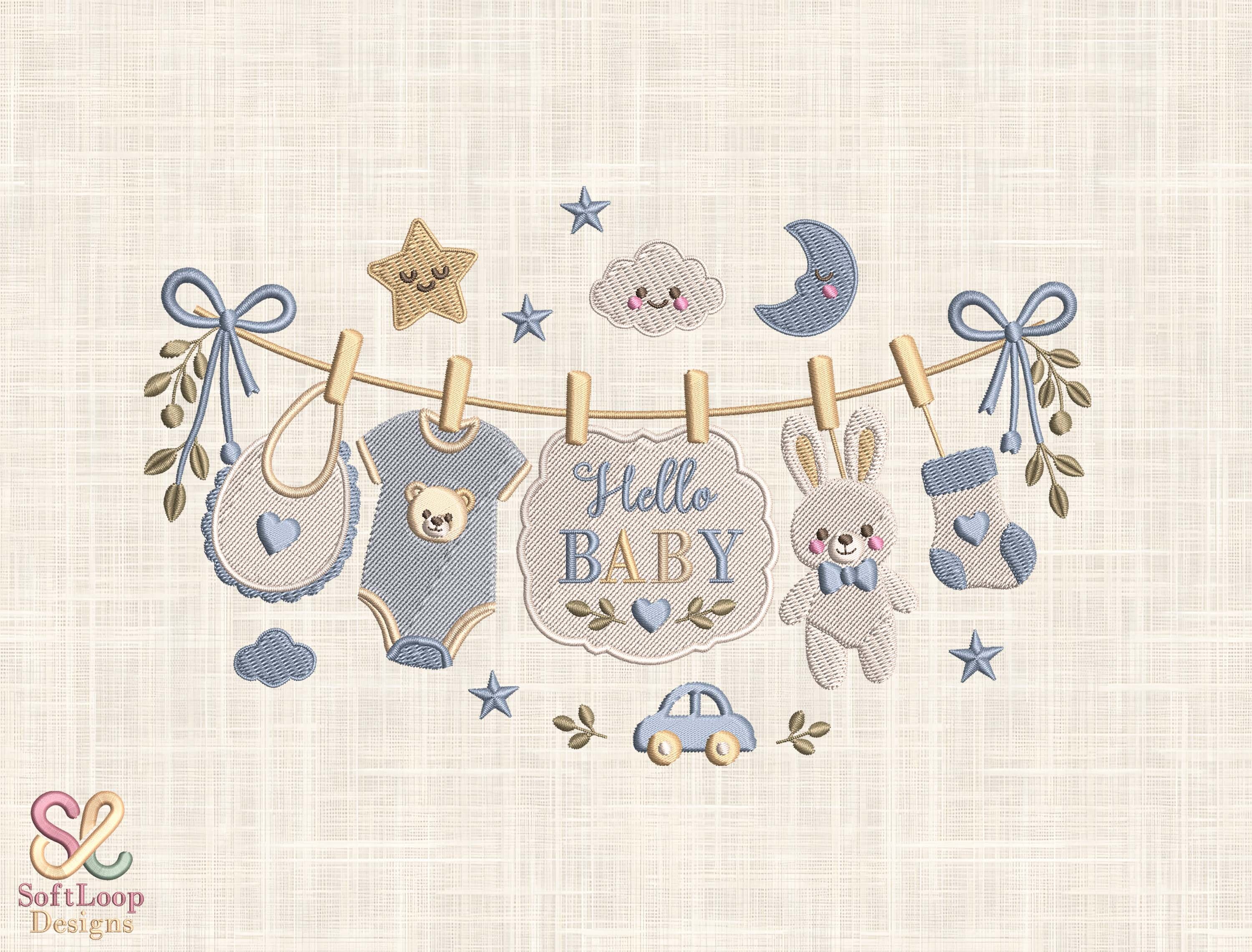 HELLO BABY Embroidery Design
