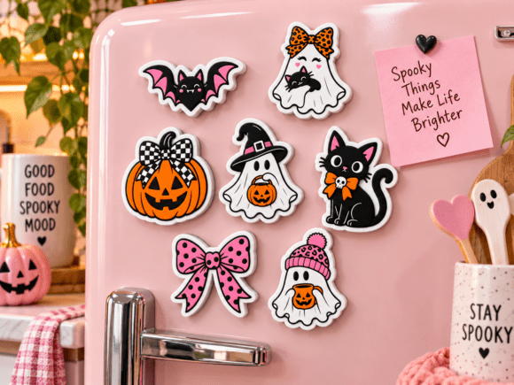 Halloween Fridge Magnet Set - 7 Pre-Coloured 3MF Files for 3D Printing - Image 1