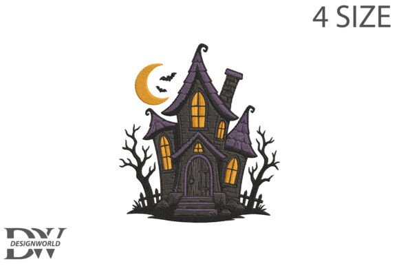 Halloween House Embroidery Design
