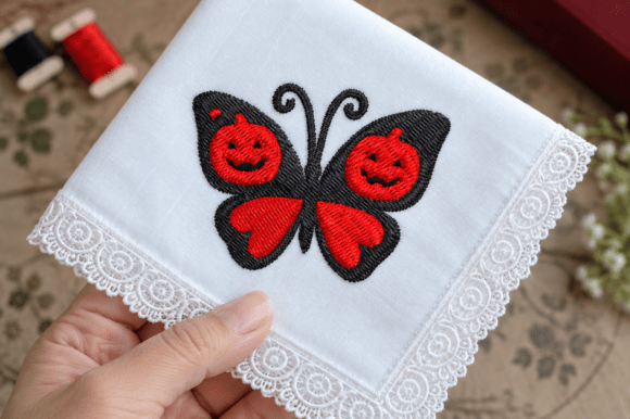 Halloween Pumpkin Butterfly Embroidery