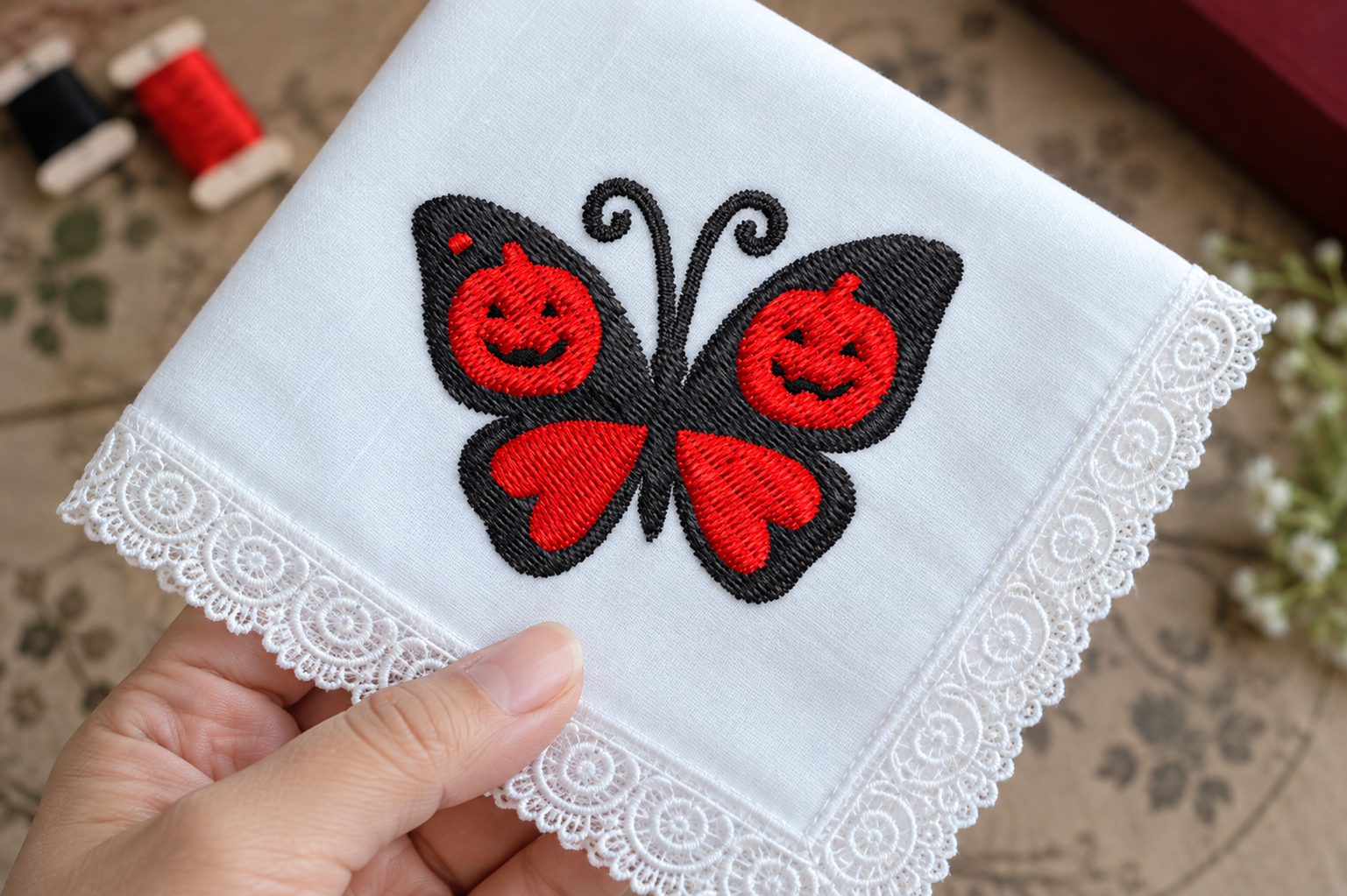 Halloween Pumpkin Butterfly Embroidery