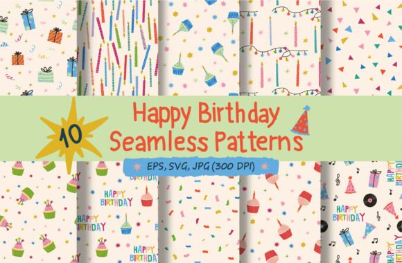 Happy Birthday Seamless Pattern Bundle