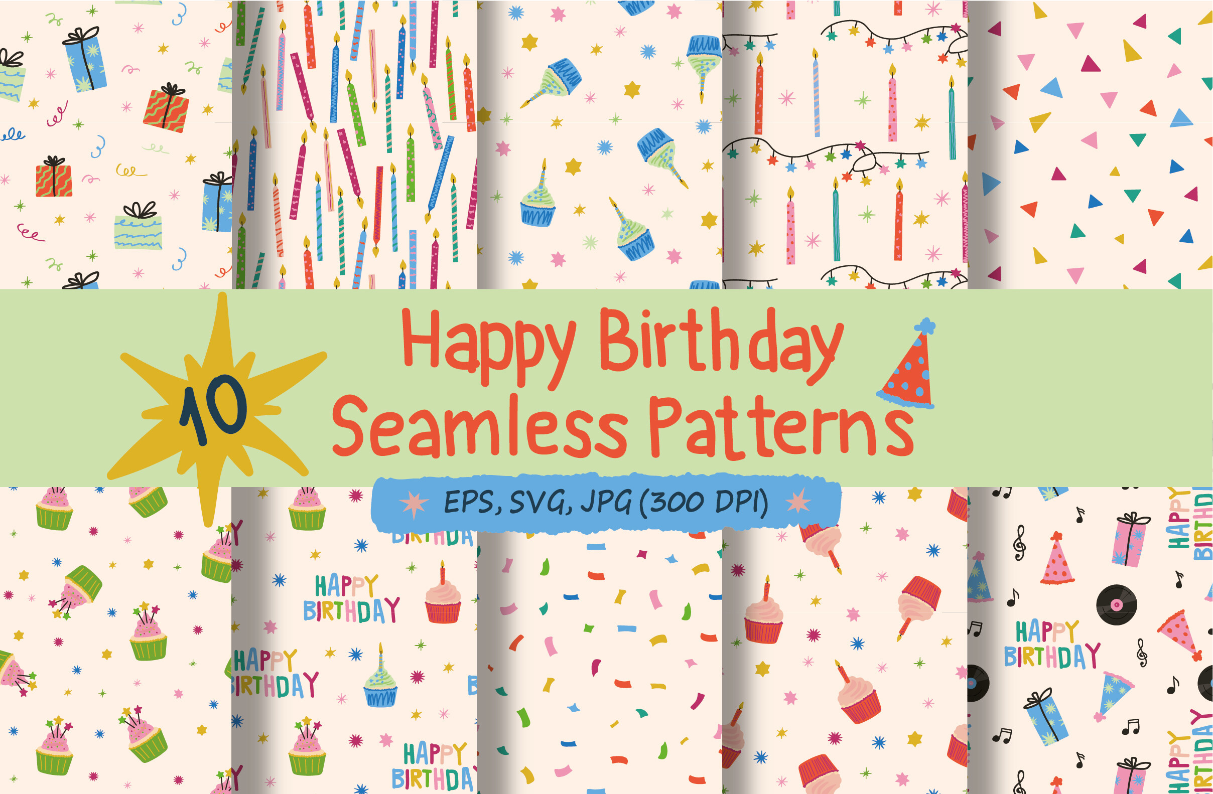 Happy Birthday Seamless Pattern Bundle