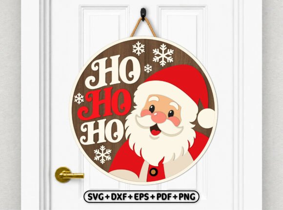 Ho Ho Ho Santa Christmas Door Hanger SVG