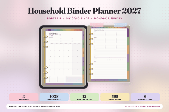 Household Binder Planner 2027 Portrait